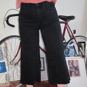 Madewell Wide Leg Crop Black Jeans